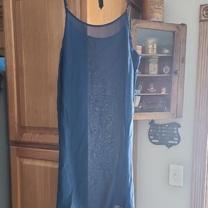 Eileen Fisher Silk Sapphire Blue Midi Slip Dress Small